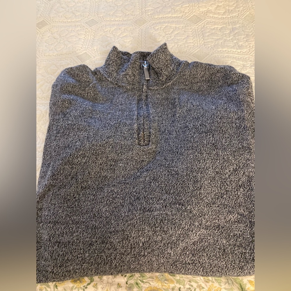Fairlane Quarter Zip Pullover Sweater Men's L 100% Merino Wool Smoke Gray Soft!!